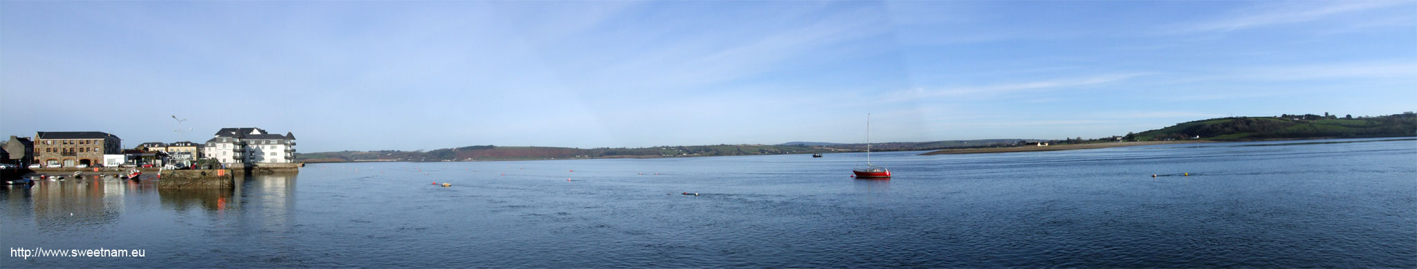 Panoramic photo of Youghal looking up the River Blackwater, taken from Youghal Jetty.